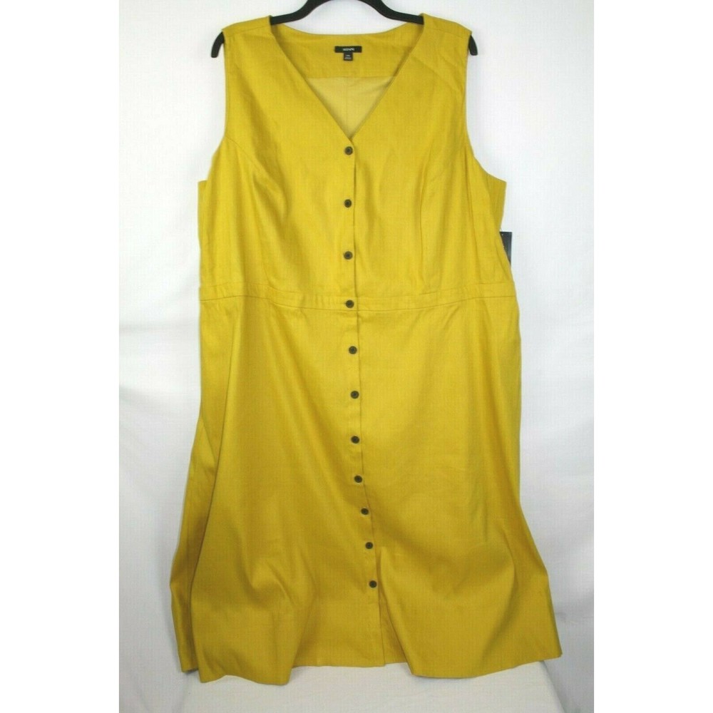 Alfani Women's Oasis Sleeveless Midi Dress Size 28W Color Yellow